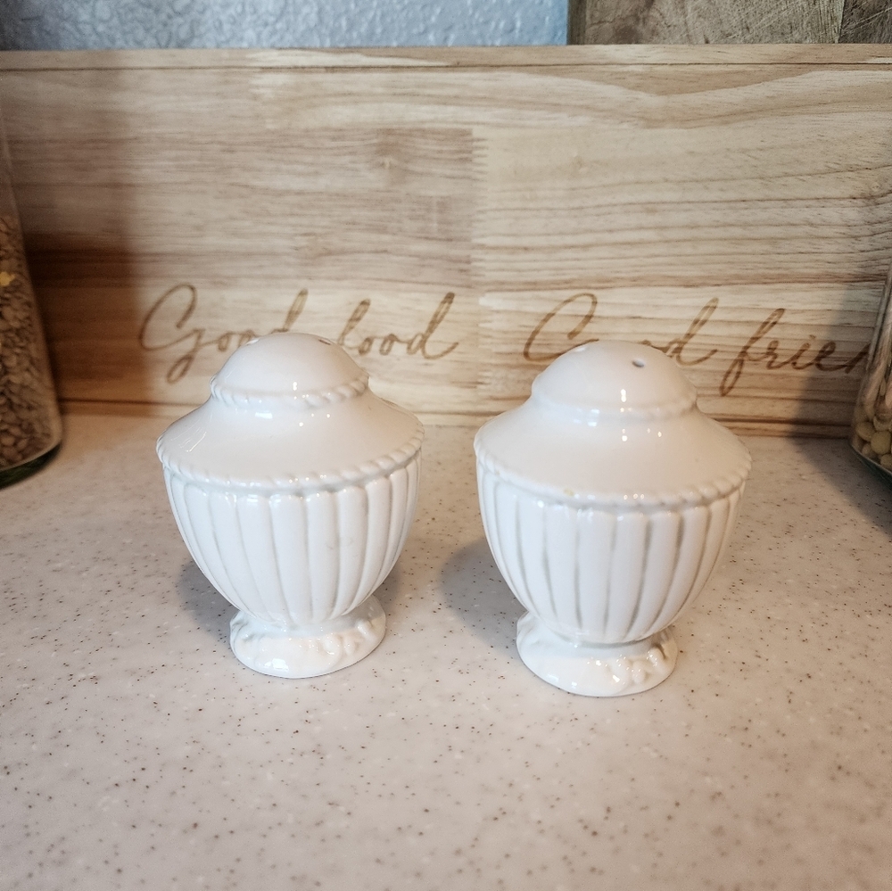 Athena White Ceramic Salt & Pepper Shaker Set Of American Atelier
